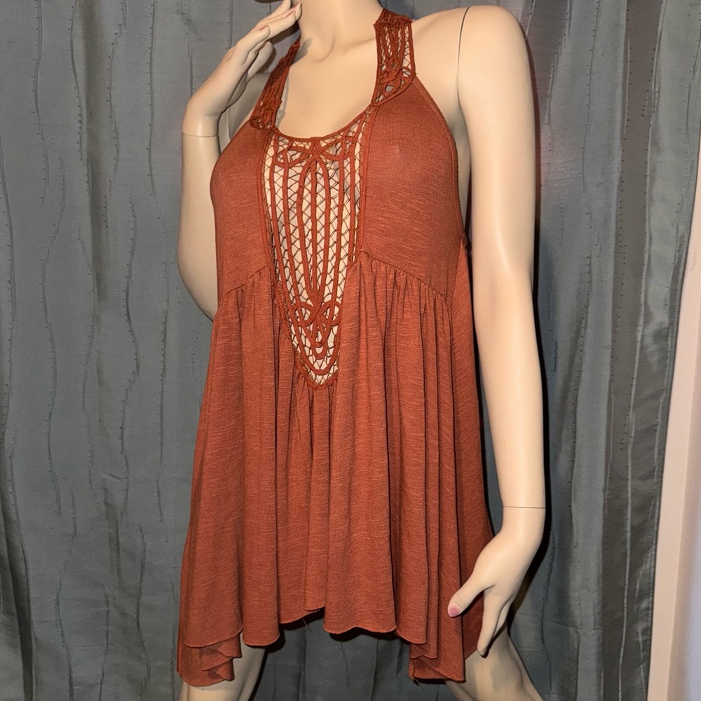 NWT GIMMICKS Crochet Inset Slub Knit bohemian festival Dress / Tank Top